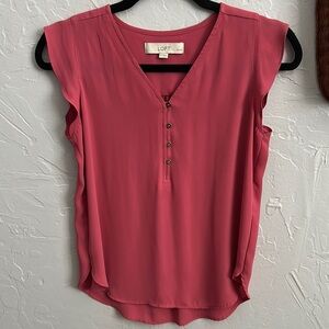 Ann Taylor LOFT women’s xsp cap sleeve flowy blouse. Dark rose.